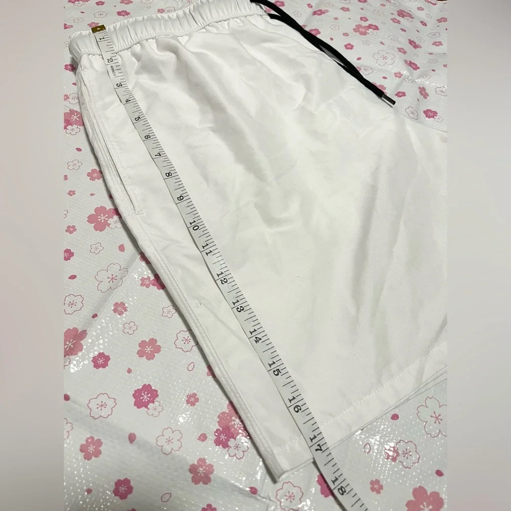 ASOS Design Men's White Swim Shorts with Black Drawstring Waistband Size L